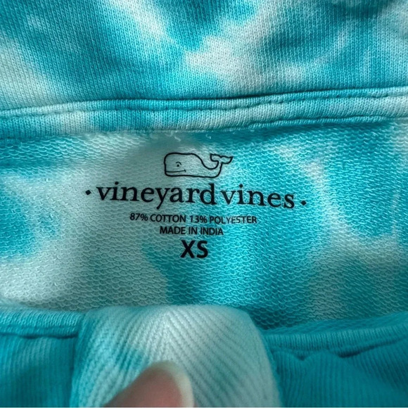 Vineyard Vines Relaxed Half Button Pullover Sweatshirt Tie Dye Blue - Picture 4 of 7